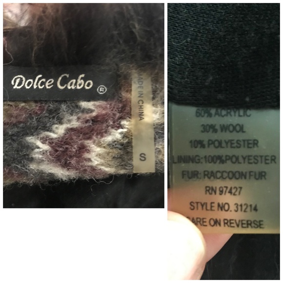 Dolce Cabo knit wool sweater-jacket with raccoon fur. - Picture 4 of 8